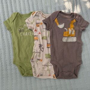 Carter's Green and Cream Bodysuit Set Soft Cotton One Pieces